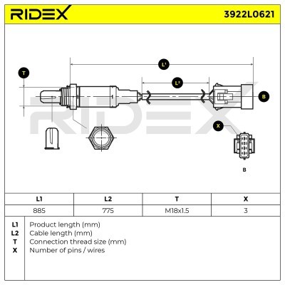 Lambda (Oxygen) Sensor RIDEX 3922L0621 3922L0621 - photo 6