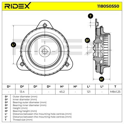 Strut Support Bearing Front RIDEX 1180S0550 1180S0550 - photo 5