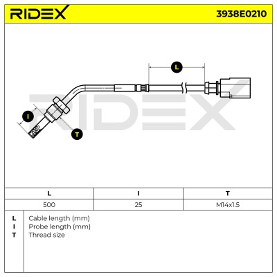 Exhaust gas temperature sensor RIDEX 3938E0210 3938E0210 - photo 5