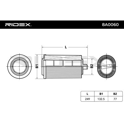 Air Filter RIDEX 8A0060 8A0060 - photo 2