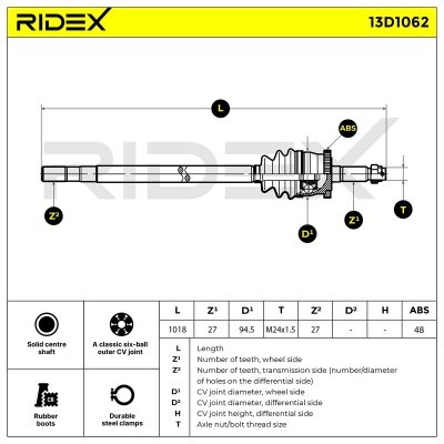 Drive Shaft RIDEX 13D1062 13D1062 - photo 7