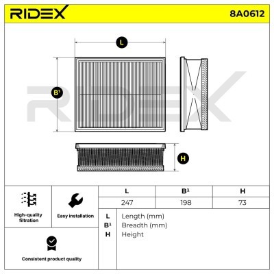 Air Filter RIDEX 8A0612 8A0612 - photo 4