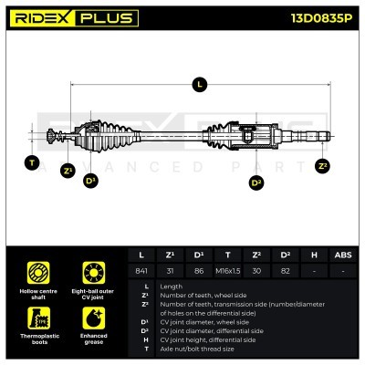 Drive Shaft RIDEX 13D0835P 13D0835P - photo 9