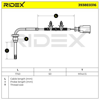 Exhaust gas temperature sensor RIDEX 3938E0316 3938E0316 - photo 6