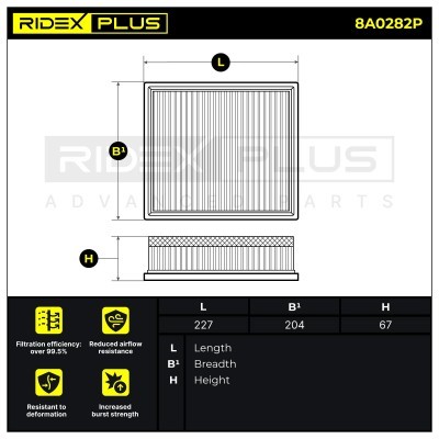 Air Filter RIDEX 8A0282P 8A0282P - photo 7