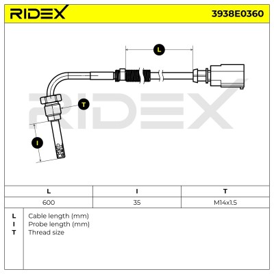Exhaust gas temperature sensor RIDEX 3938E0360 3938E0360 - photo 6