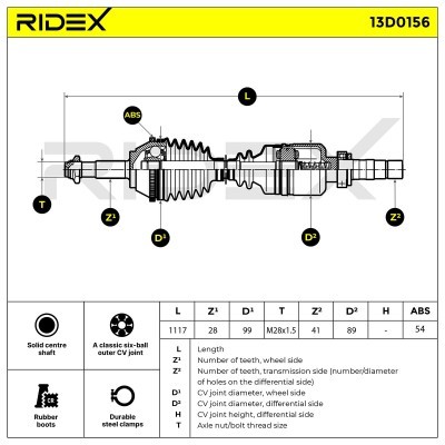 Drive Shaft RIDEX 13D0156 13D0156 - photo 8