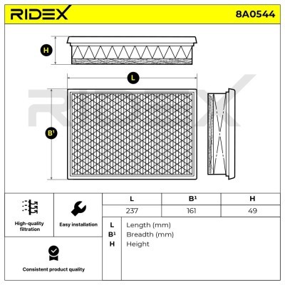 Air Filter RIDEX 8A0544 8A0544 - photo 6