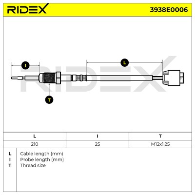 Exhaust gas temperature sensor RIDEX 3938E0006 3938E0006 - photo 6