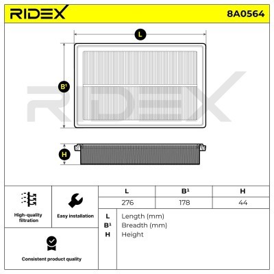 Air Filter RIDEX 8A0564 8A0564 - photo 5