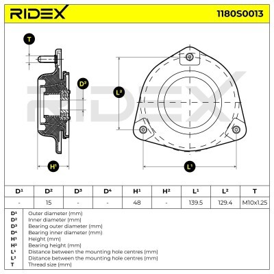 Strut Support Bearing Front RIDEX 1180S0013 1180S0013 - photo 5