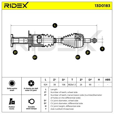 Drive Shaft RIDEX 13D0183 13D0183 - photo 4