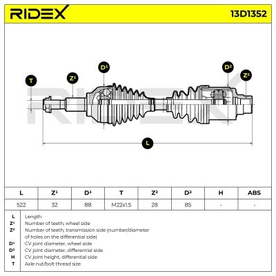 Drive Shaft RIDEX 13D1352 13D1352 - photo 7