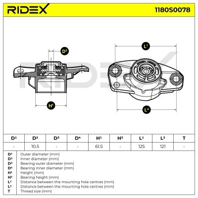 Strut Support Bearing Front RIDEX 1180S0078 1180S0078 - photo 5