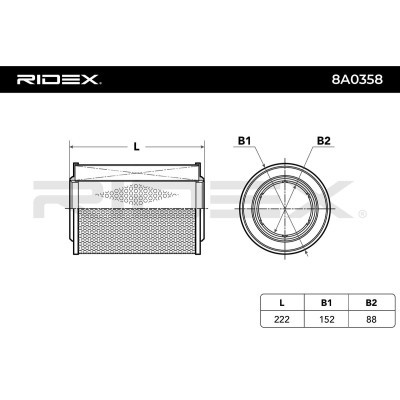 Air Filter RIDEX 8A0358 8A0358 - photo 3