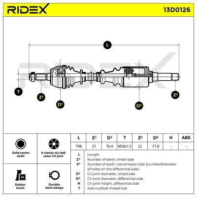 Drive Shaft RIDEX 13D0126 13D0126 - photo 7