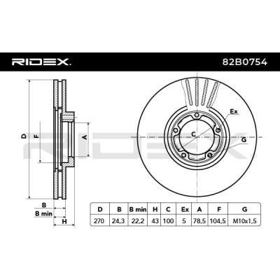 Brake Disc RIDEX 82B0754 82B0754 - photo 3