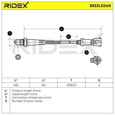 Lambda (Oxygen) Sensor RIDEX 3922L0249 3922L0249 - photo 6