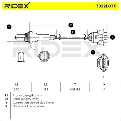 Lambda (Oxygen) Sensor RIDEX 3922L0311 3922L0311 - photo 6