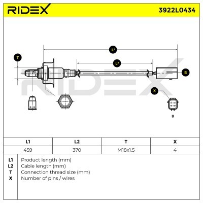 Lambda (Oxygen) Sensor RIDEX 3922L0434 3922L0434 - photo 6