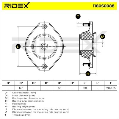 Strut Support Bearing Front RIDEX 1180S0088 1180S0088 - photo 5