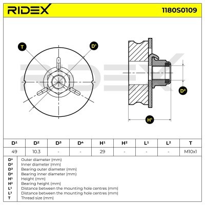 Strut Support Bearing Front RIDEX 1180S0109 1180S0109 - photo 6