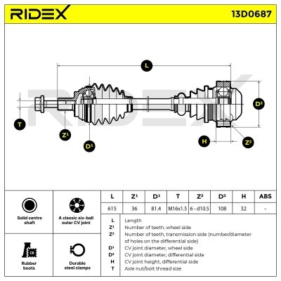 Drive Shaft RIDEX 13D0687 13D0687 - photo 6