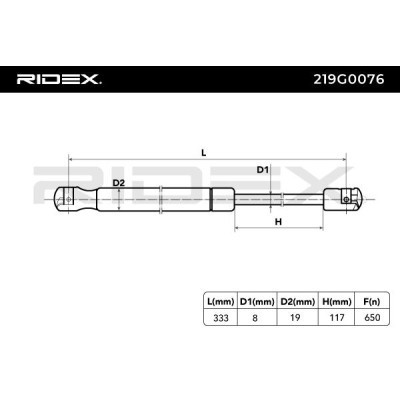 Gas Spring, boot-/cargo area RIDEX 219G0076 219G0076 - photo 7