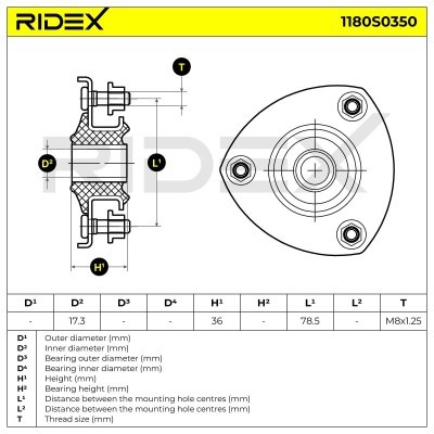 Strut Support Bearing Front RIDEX 1180S0350 1180S0350 - photo 5