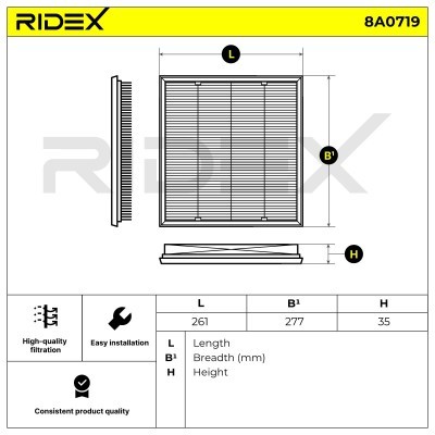Air Filter RIDEX 8A0719 8A0719 - photo 6