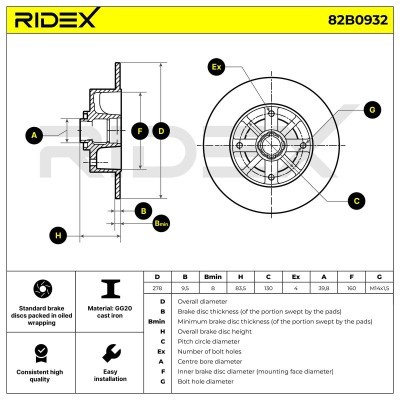 Brake Disc RIDEX 82B0932 82B0932 - photo 5