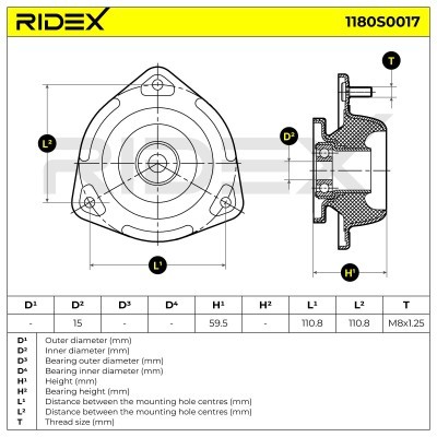 Strut Support Bearing Front RIDEX 1180S0017 1180S0017 - photo 4