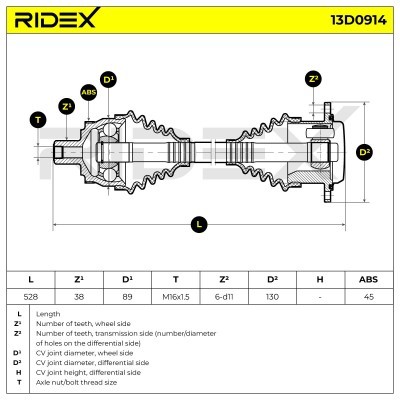 Drive Shaft RIDEX 13D0914 13D0914 - photo 7
