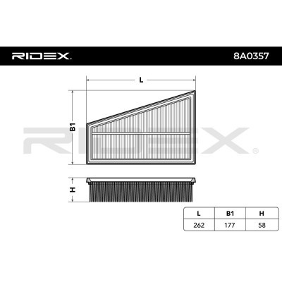 Air Filter RIDEX 8A0357 8A0357 - photo 3
