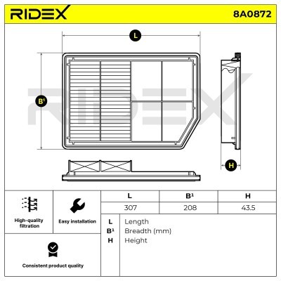 Air Filter RIDEX 8A0872 8A0872 - photo 6