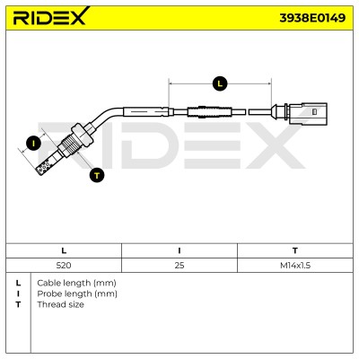 Exhaust gas temperature sensor RIDEX 3938E0149 3938E0149 - photo 6