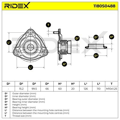 Strut Support Bearing Front RIDEX 1180S0488 1180S0488 - photo 5