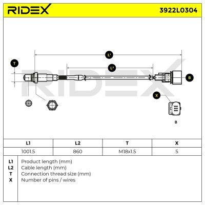 Lambda (Oxygen) Sensor RIDEX 3922L0304 3922L0304 - photo 6