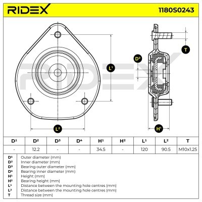 Strut Support Bearing Front RIDEX 1180S0243 1180S0243 - photo 5