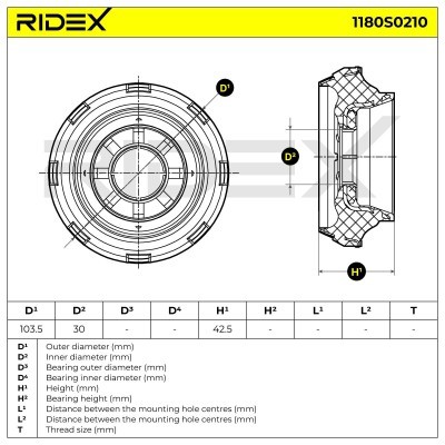 Strut Support Bearing Front RIDEX 1180S0210 1180S0210 - photo 6