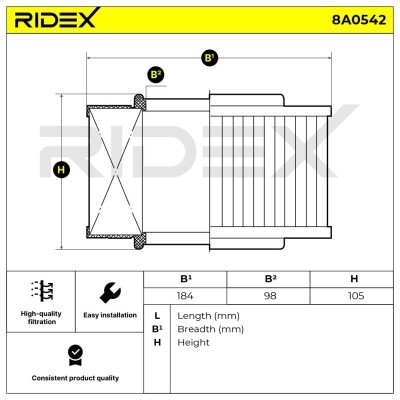 Air Filter RIDEX 8A0542 8A0542 - photo 6