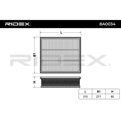 Air Filter RIDEX 8A0034 8A0034 - photo 3