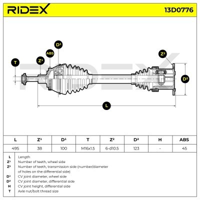 Drive Shaft RIDEX 13D0776 13D0776 - photo 7