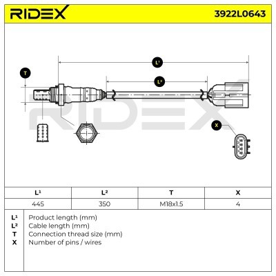 Lambda (Oxygen) Sensor RIDEX 3922L0643 3922L0643 - photo 6