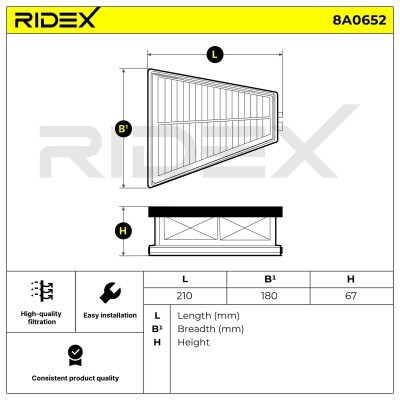 Air Filter RIDEX 8A0652 8A0652 - photo 6
