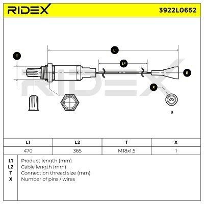 Lambda (Oxygen) Sensor RIDEX 3922L0652 3922L0652 - photo 6