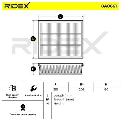 Air Filter RIDEX 8A0661 8A0661 - photo 6