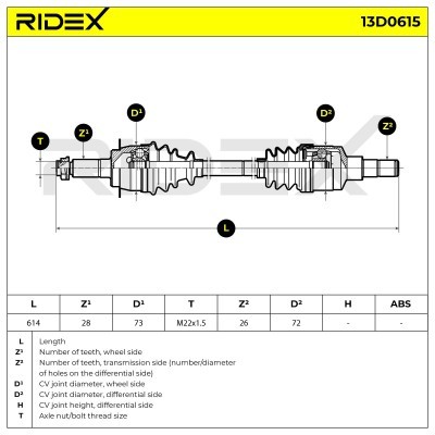 Drive Shaft RIDEX 13D0615 13D0615 - photo 7