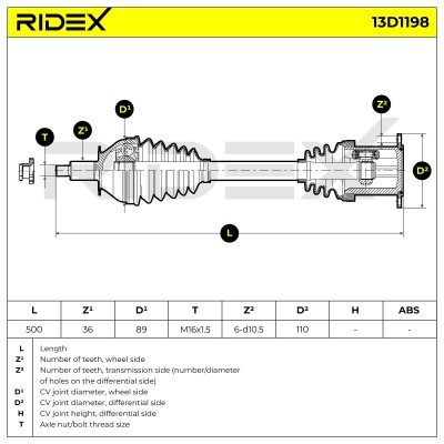 Drive Shaft RIDEX 13D1198 13D1198 - photo 7