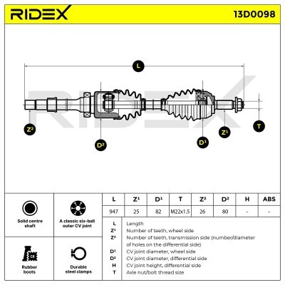 Drive Shaft RIDEX 13D0098 13D0098 - photo 5